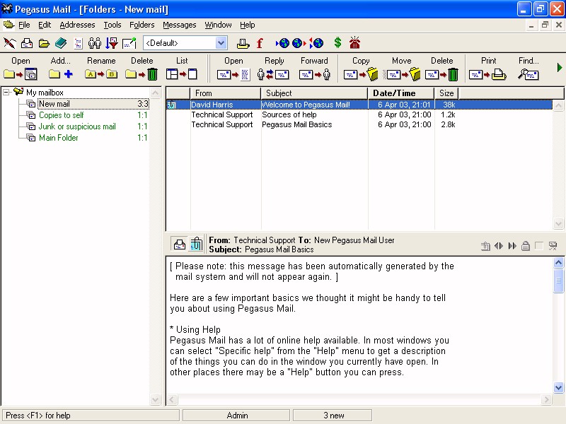 Pegasus Mail screenshot