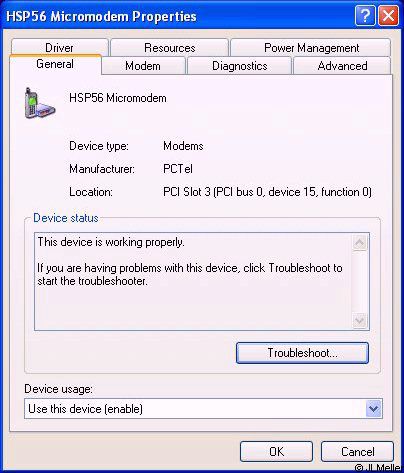 Fehlerbehebung bei Modem Windows XP