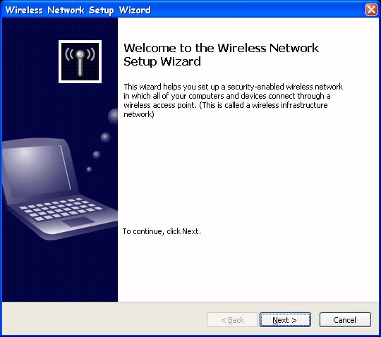 Windows XP Wireless Network Setup Wizard
